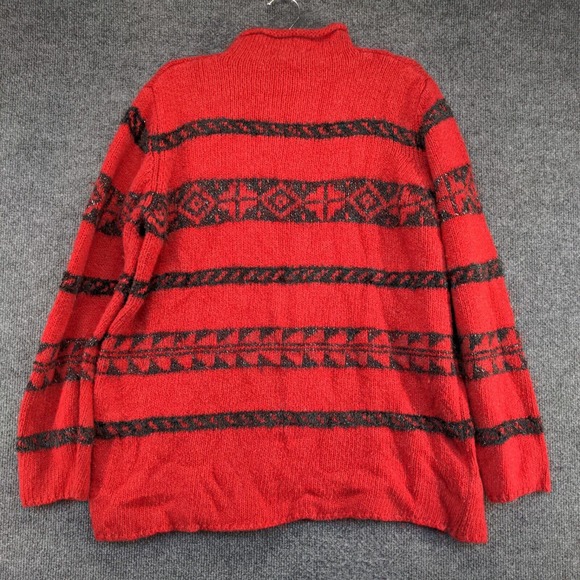 Marsh Landing Women's Tunic Knit Sweater Red Large Fair Isle Pattern Mock Neck - Picture 5 of 11